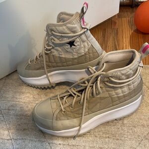 Converse Tan High-Top Quilted Sneakers